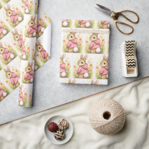 Watercolor Rabbit in a Pink Hoodie Wrapping Paper