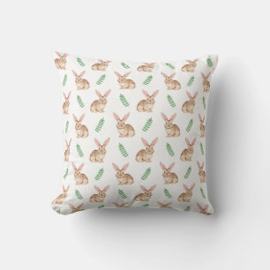 Watercolor Rabbit Pattern For Easter Or Nursery Cushion