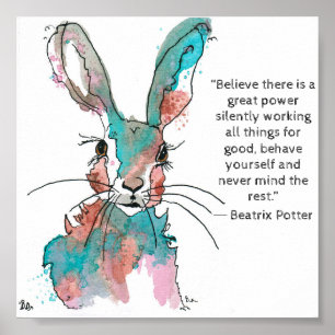 Watercolor Rabbit Poster