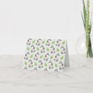 Watercolor rabbits and grass card