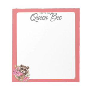 Watercolor Raccoon Coral Personalize From The Desk Notepad