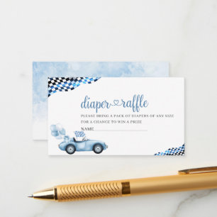 Watercolor Race Car  baby shower diaper raffle  Enclosure Card