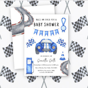 Watercolor Race Car Baby Shower Invitation