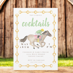 Watercolor Race Horse Equestrian Cocktail  Invitation