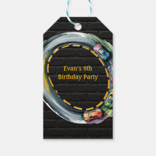 Watercolor Race Track Boys Birthday Party Thank Yo Gift Tags