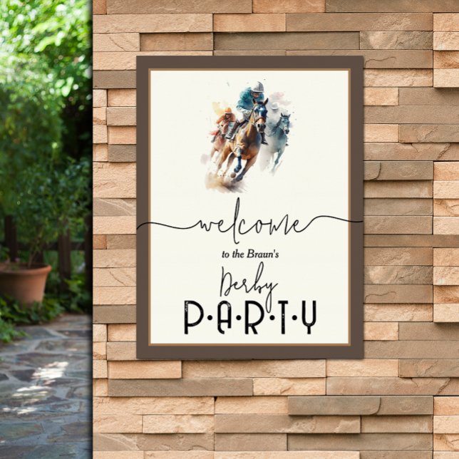 Watercolor Racehorse Jockey Derby Welcome Poster (Watercolor racehorses and jockeys Derby Welcome poster - PRINTED and/or INSTANT DOWNLOAD)
