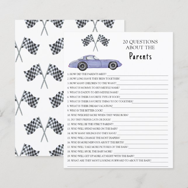 Watercolor racing baby - games about the parents (Front/Back)