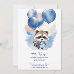 Watercolor Racoon Baby Shower Invitation