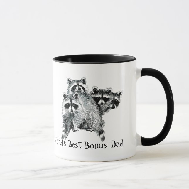 Watercolor Racoon, Bike, Cycle Best Bonus Dad Mug (Right)