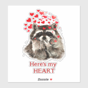Watercolor Racoon Blowing Kisses Fun Quote