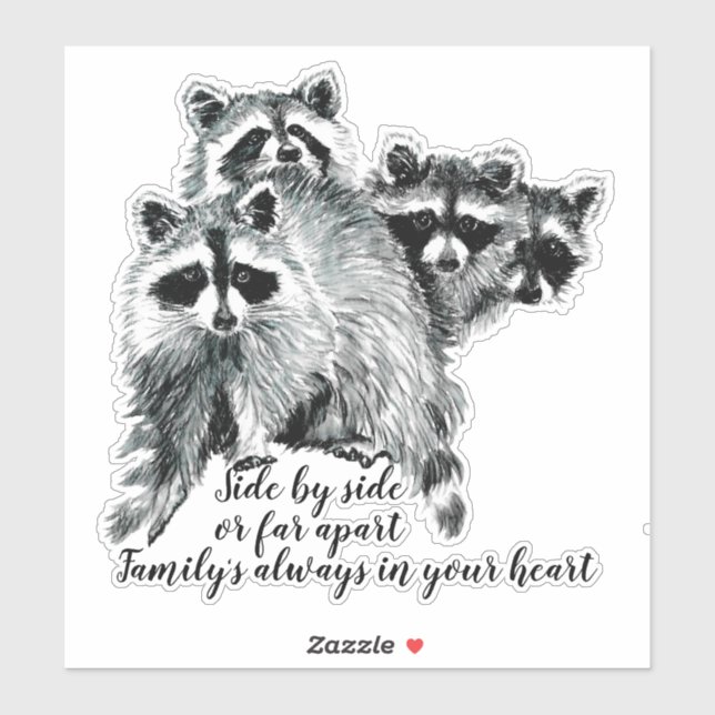 Watercolor Racoon Family Quote Custom Name (Sheet)
