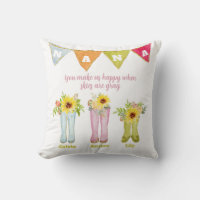 Watercolor Rain Boot Three Grandkids Nana Quote