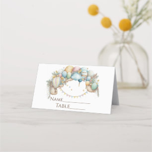 Watercolor rainbow Air Balloon Baby Shower  Place Card
