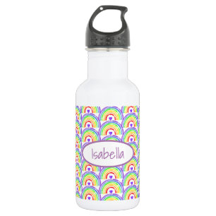 Watercolor Rainbow and Hearts Personalised 532 Ml Water Bottle