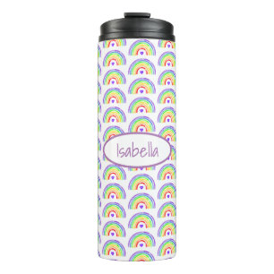 Watercolor Rainbow and Hearts Personalised Thermal Tumbler