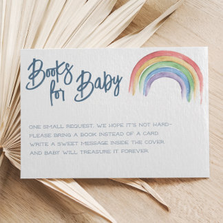 Watercolor Rainbow Baby Shower Book Request Enclosure Card
