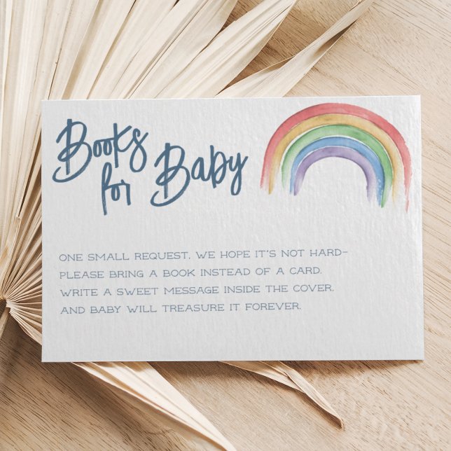 Watercolor Rainbow Baby Shower Book Request  Enclosure Card (Creator Uploaded)