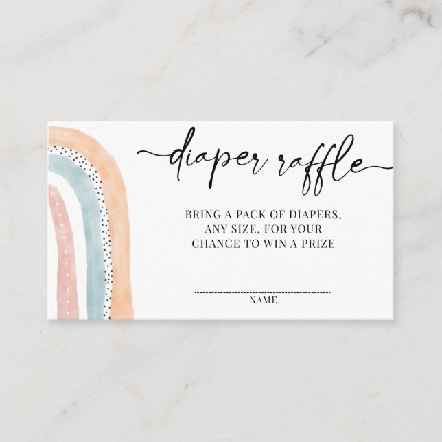 Watercolor Rainbow Baby Shower Diaper Raffle Enclosure Card (Front)