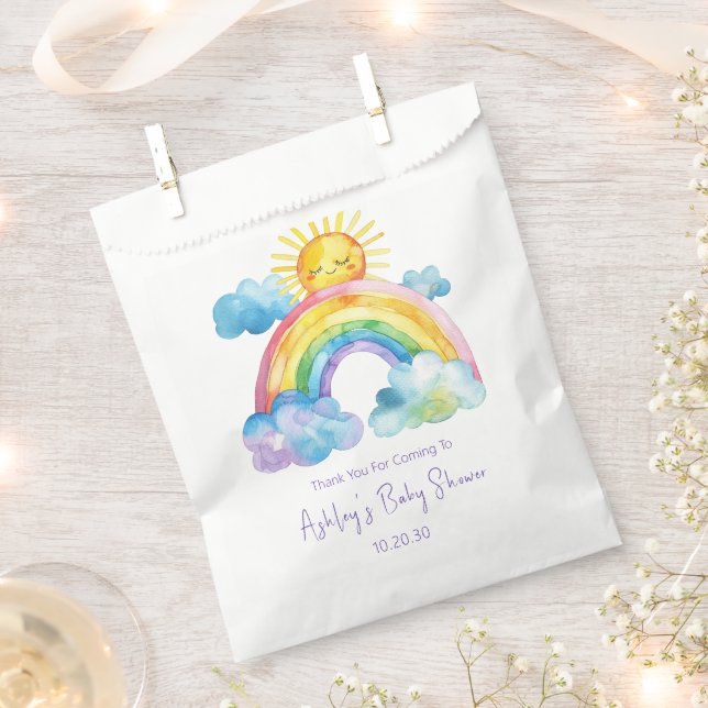 Watercolor Rainbow Baby Shower Favour Bags (Clipped)