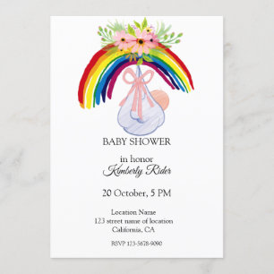 Watercolor Rainbow Baby Shower Invitation