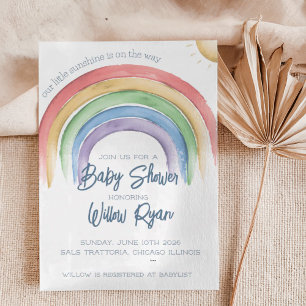 Watercolor Rainbow Baby Shower Invitation   Gender