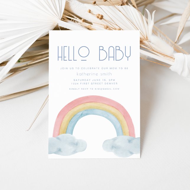 Watercolor Rainbow Baby Shower Party Invitation (Creator Uploaded)