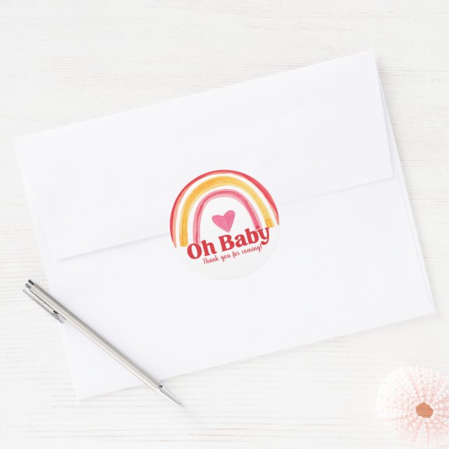 Watercolor Rainbow Baby Shower Thank You Classic Round Sticker (Envelope)