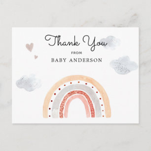 Watercolor Rainbow Baby Shower Thank You Postcard