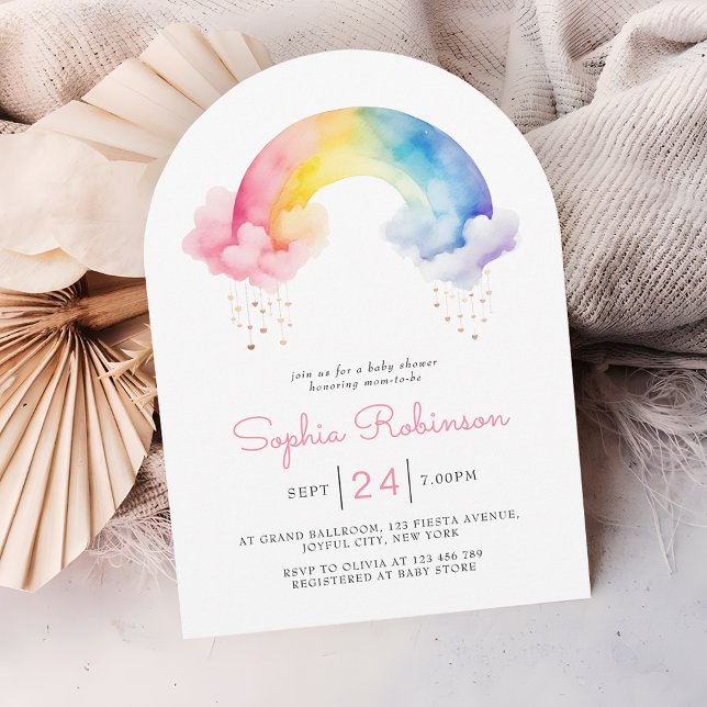 Watercolor Rainbow Baby Shower whimsical Arch Invitation (Creator Uploaded)