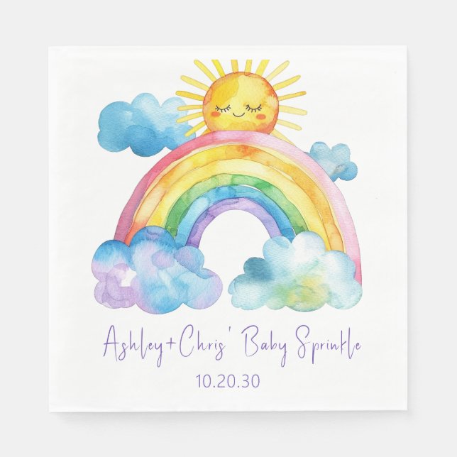 Watercolor Rainbow Baby Sprinkle Napkin (Front)