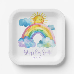Watercolor Rainbow Baby Sprinkle Paper Plate