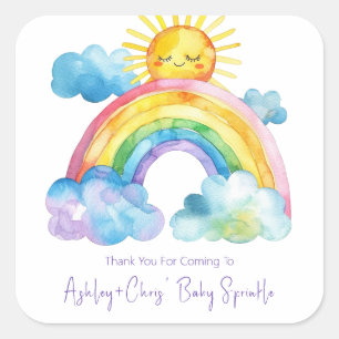 Watercolor Rainbow Baby Sprinkle Square Sticker