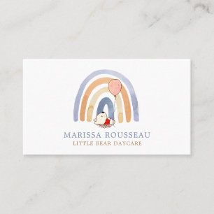 Watercolor Rainbow Bear Daycare Business Card