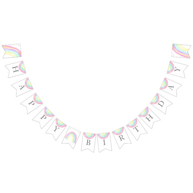 Watercolor Rainbow Birthday Party Bunting (All)