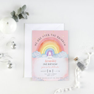 Watercolor Rainbow Birthday Party Invitation