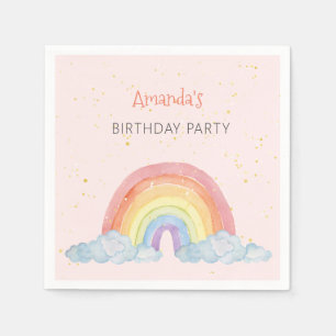 Watercolor Rainbow Birthday Party PastPaper Napkin