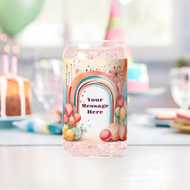 Watercolor Rainbow Bliss Party  Can Glass (Insitu (Birthday))