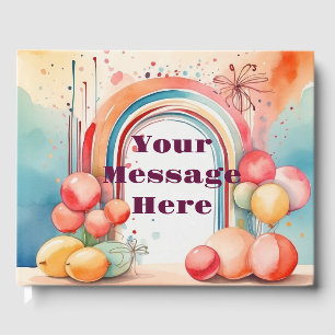 Watercolor Rainbow Bliss Party Guest Book
