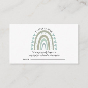 Watercolor Rainbow Blue Baby Shower Diaper Raffle Enclosure Card