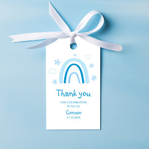 Watercolor Rainbow Blue Elegant Baby Shower Gift Tags