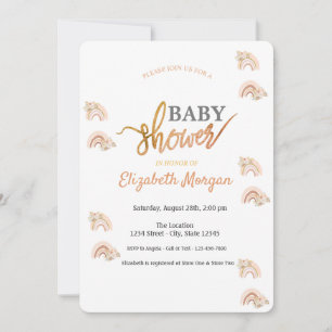 Watercolor Rainbow Boho Flowers Baby Shower Invitation