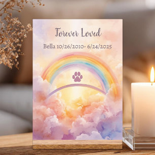 Watercolor Rainbow Bridge Pet Memorial Acrylic Sign