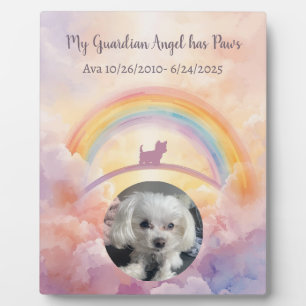 Watercolor Rainbow Bridge Pet Memorial Small Dog Plaque
