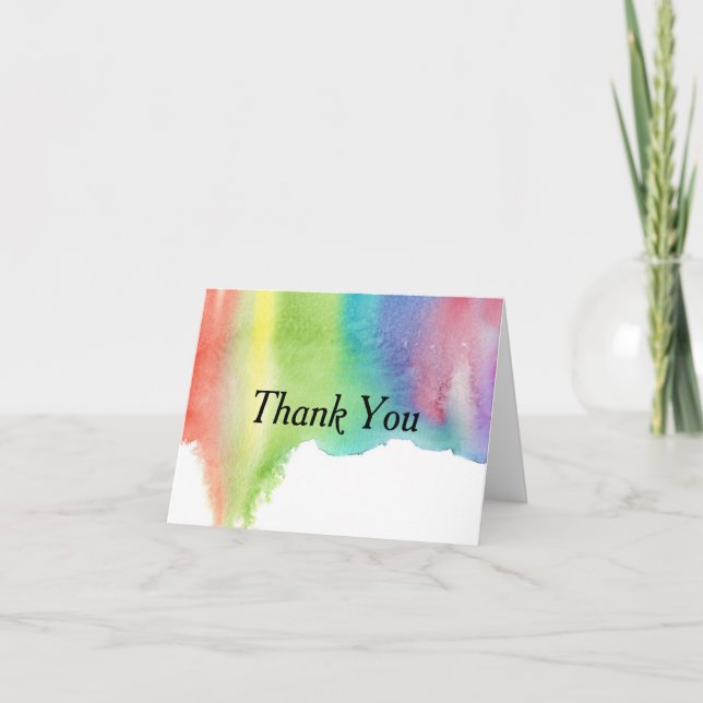 Watercolor Rainbow Brushstroke Thank You Card (Front)