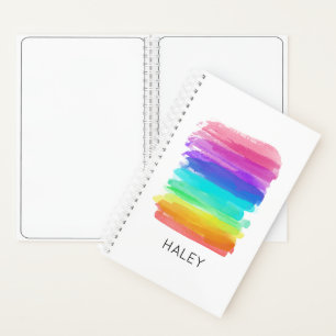 Watercolor Rainbow Brushstrokes Artist Name Fun Notebook