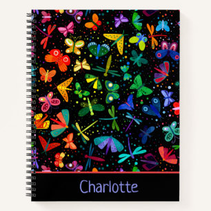 Watercolor Rainbow Butterflies Kids Personalised Notebook