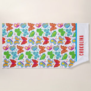 Watercolor Rainbow Butterflies women Beach towels