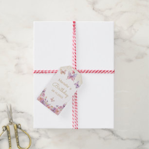  Watercolor rainbow butterfly floral  baby shower Gift Tags