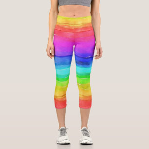 Watercolor Rainbow Capri Leggings