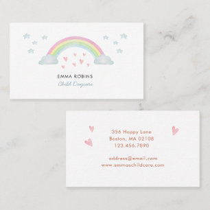 Watercolor Rainbow Child Daycare Business Card